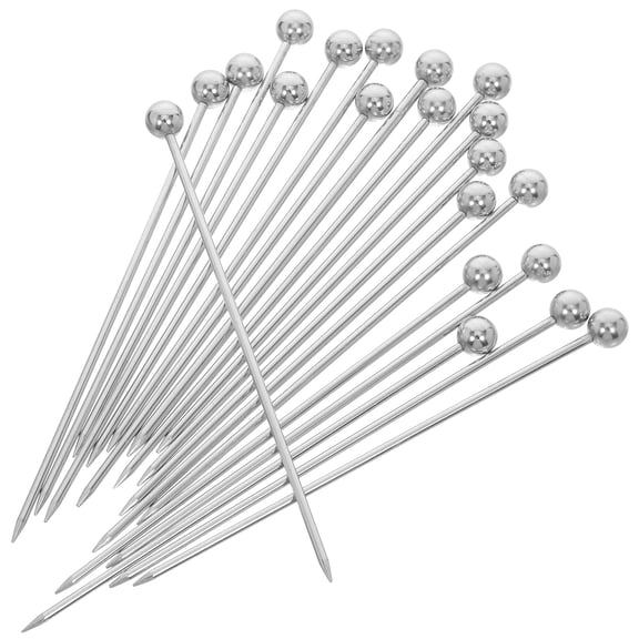 COOPHYA 20Pcs Plated Silver Drink Garnish Picks with Comfortable Grip for Home Bar and Entertaining