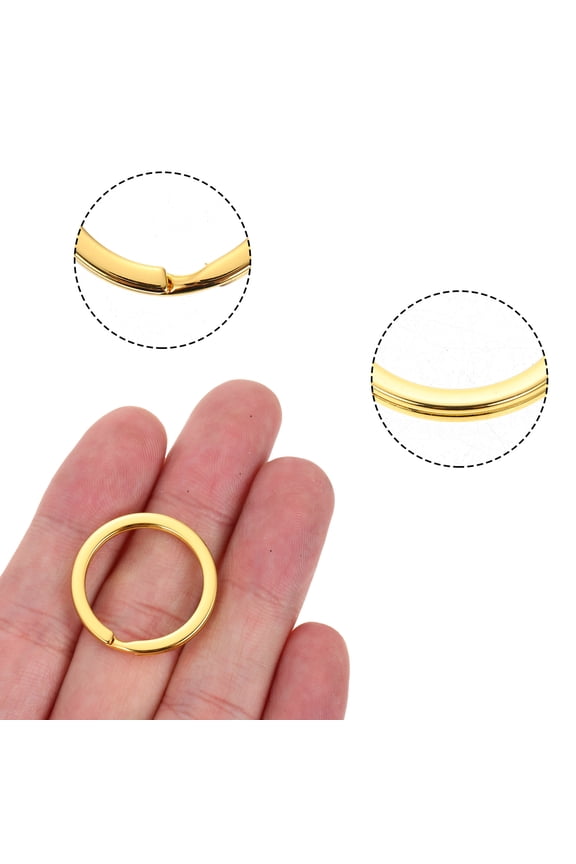 20Pcs Portable Golden Key Rings Flat Design Metal Key Chains Secure Closure