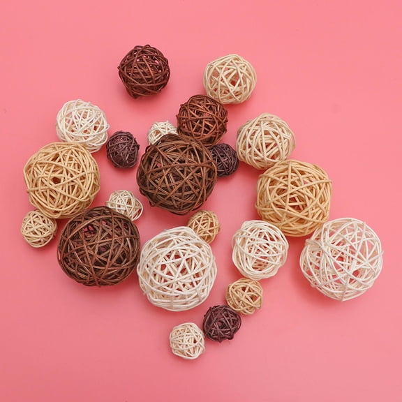 COOPHYA 21Pcs Rattan Ball White Hanging String Ornament For Living Room And Bedroom Decor