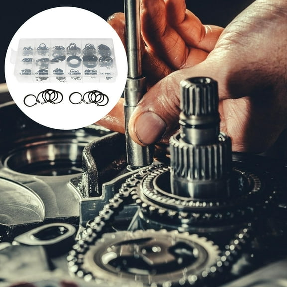 COOPHYA 225Pcs Circlip Set Clips Fasteners Assortment Black Spring Steel for Automotive Work
