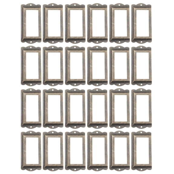 COOPHYA 24Pcs Green Metal Label Holder Frames for File Drawers and Shelves with Retro Style