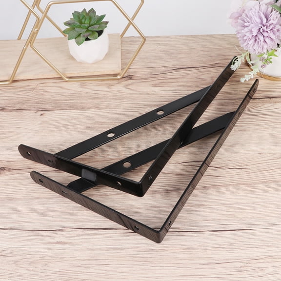 COOPHYA 2Pcs Black Metal Triangle Shelf Bracket Reinforced Wall Mount Bracket for Bench Support