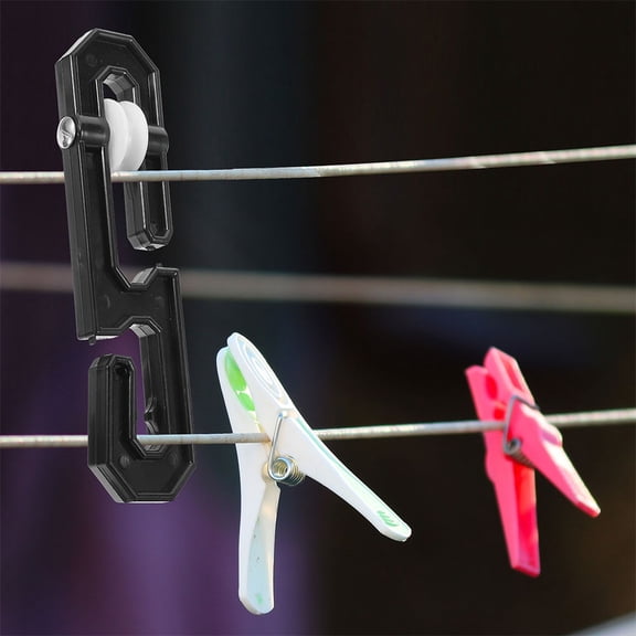 COOPHYA 2Pcs Clothesline Rope Separator Black with Sturdy Plastic Metal Material for Easy Hanging