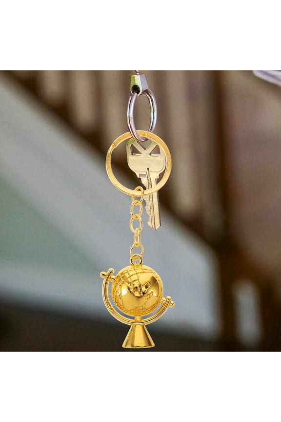 2-Pack Globe Keychains with Hanging World Map Design, Unique Planet Key Chain Accessories