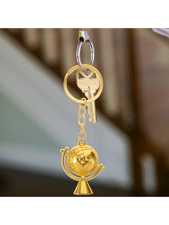 2-Pack Globe Keychains with Hanging World Map Design, Unique Planet Key Chain Accessories