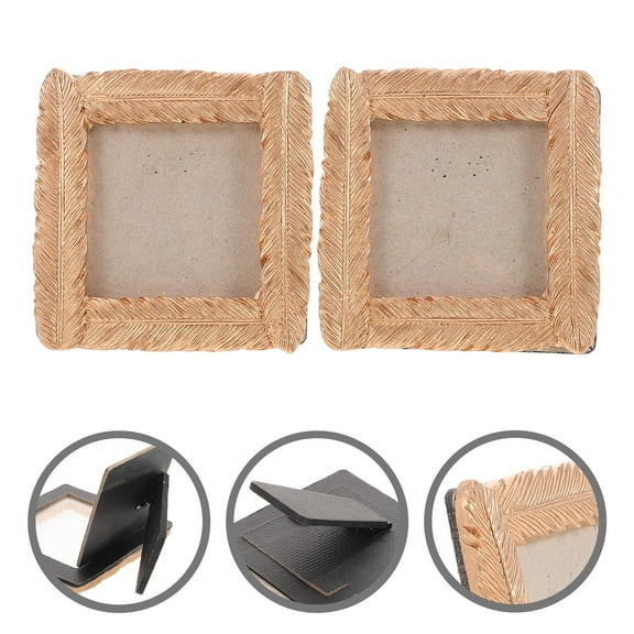 COOPHYA 2Pcs Photo Frames Gold Square Resin for Wedding and Family Photos in Home