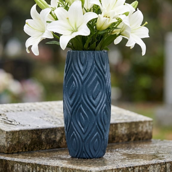 COOPHYA 2Pcs Outdoor Plastic Grave Vase Blue Durable Memorial Flower Holder for Cemeteries