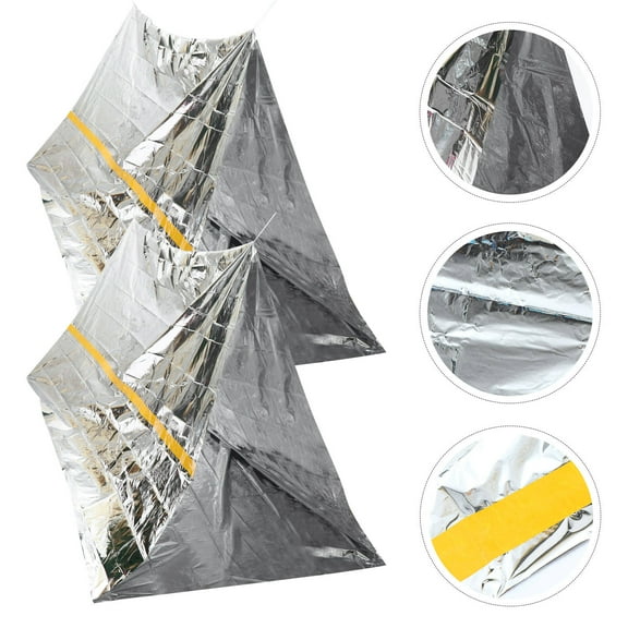 COOPHYA 2Pcs Survival Tents with Thermal Insulation for Outdoor Travel Silver 94.32x58.95x35.37 in