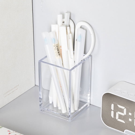 COOPHYA 2Pcs Transparent PP Pen Can for Desk with Simple Design