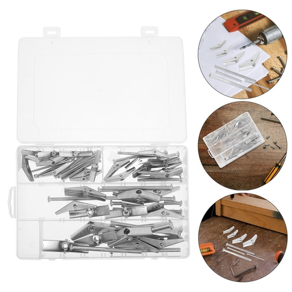 COOPHYA 32Pcs Metal Toggle Bolts for Drywall Plated Silver Iron Expansion Screws Versatile Hardware Set