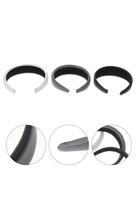 3Pcs Portable Fashion Headbands for Women and Girls in Black Beige Gray for Travel and Cleaning