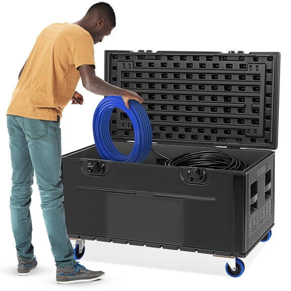 COOPHYA 44" Heavy Duty Stackable Road Case with Wheels, Utility Cable Trunk for Professional Audio, DJ Gear & Musical Instrument Storage