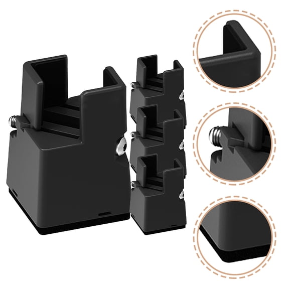 COOPHYA 4Pcs Black Adjustable Bed Risers Platform Bed Lifts with Strong Load Bearing