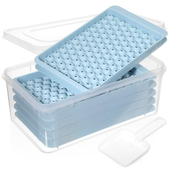 COOPHYA 4Pcs Ice Trays for Freezer Round Ice Moulds Easy Release Sky-Blue Plastic