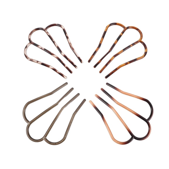 COOPHYA 4Pcs Minimalist Plastic U Shaped Hair Comb with Nonslip Grip for Party and Prom Use