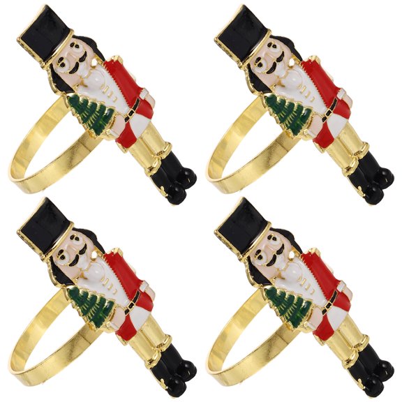 COOPHYA 4Pcs Nutcracker Napkin Buckles Multi Alloy Metal Holder For Wedding Dinner Decor
