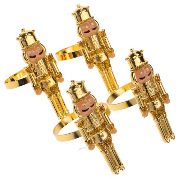 COOPHYA 4Pcs Nutcracker Shaped Napkin Buckles for Dining Table and Kitchen Use Golden