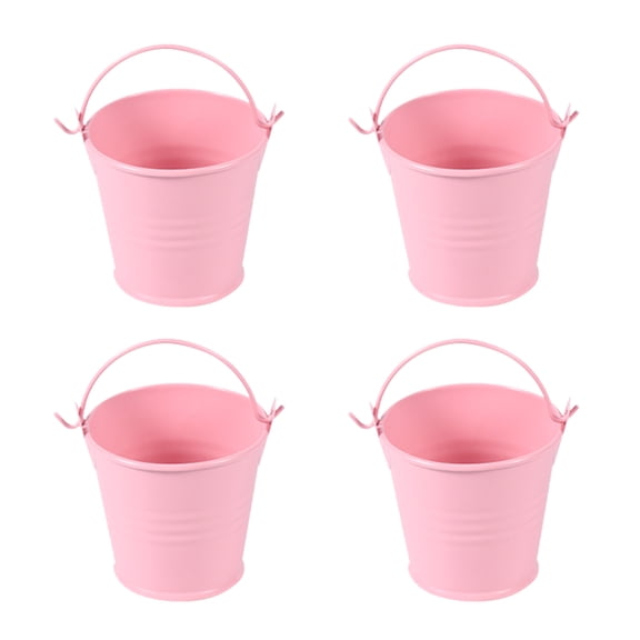 COOPHYA 4Pcs Pink Mini Iron Flower Pot Ideal for Floral Containers and Decorative Use 2.4x2.4x2.0in