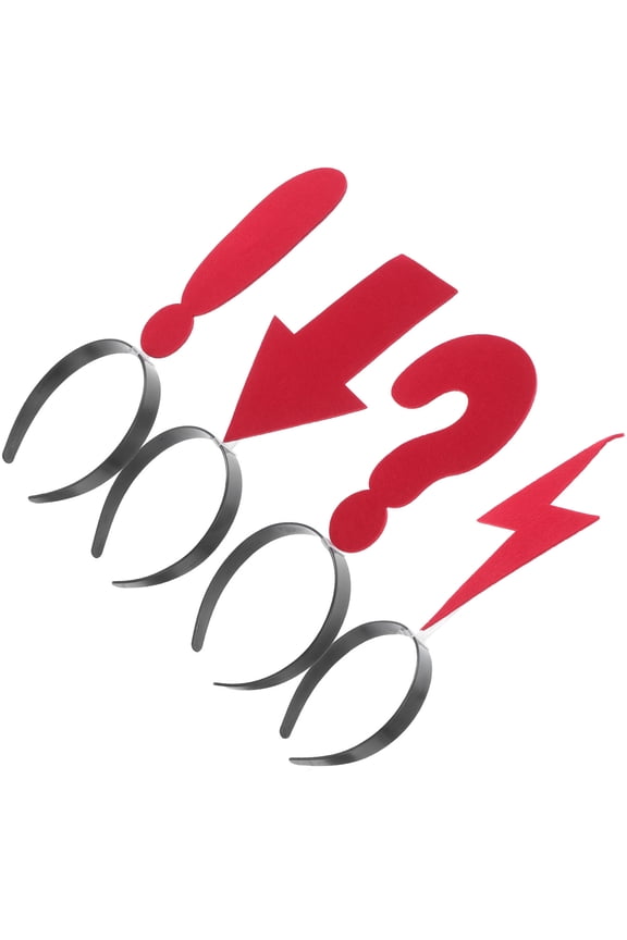 4Pcs Red Funny Symbol Headband with Arrow and Question Mark for Celebrations