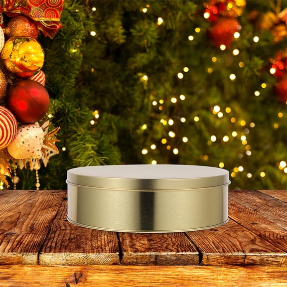 COOPHYA 4Pcs Round Tins Can With Lids Golden Iron Storage For Holidays
