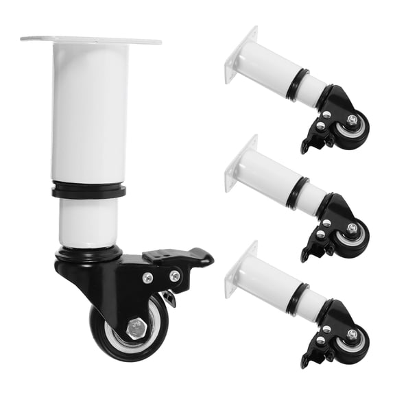 COOPHYA 4Pcs White Adjustable Metal Furniture Legs with Mobile Casters for Coffee Table and Desk
