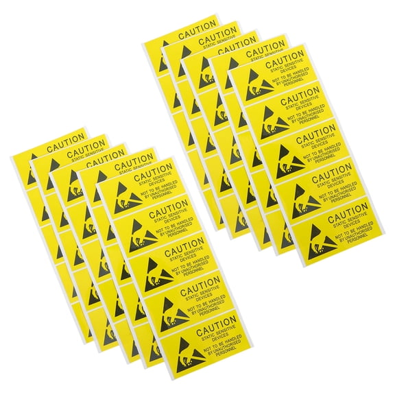 COOPHYA 50Pcs Esd Warning Sticker for Electronics Yellow Self Adhesive Static Protection Label