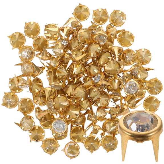 COOPHYA 50Pcs Versatile Golden Crystal Rivets for DIY Clothing Craft Rhinestone Decoration