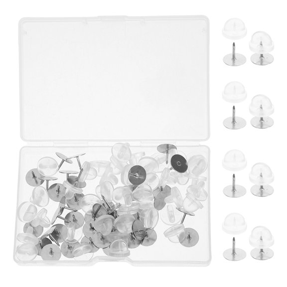 COOPHYA 50Sets Flat Pad PVC Rubber Pin Backs Replacement Set for Tie Tack Pins and Brooches