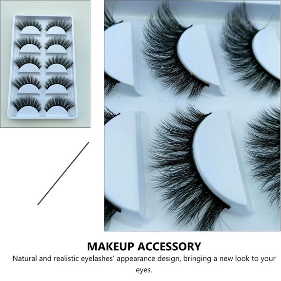 COOPHYA 5Pairs 3D Fake Eyelash Natural Black Makeup Accessory with Realistic Appearance