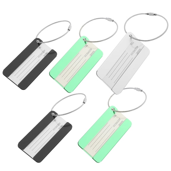 COOPHYA 5-Pack Aluminum Luggage Tags Metal ID Tags with Name and Address for Suitcases and Handbags, Rectangular Shape