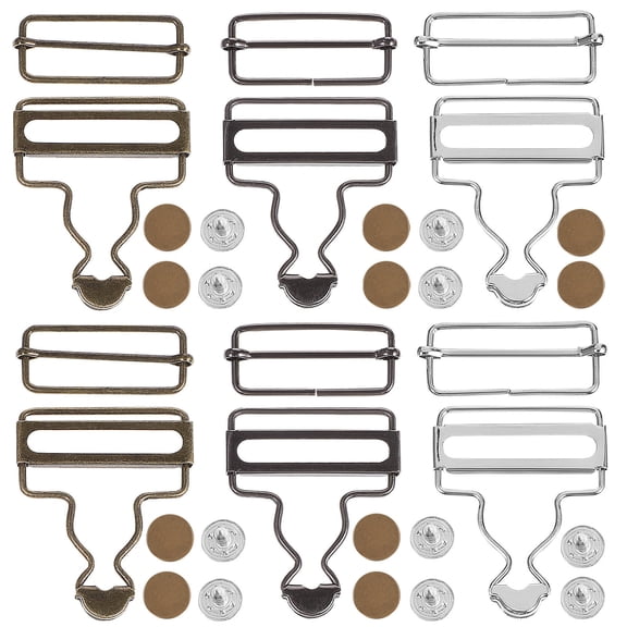 COOPHYA 6 Sets Assorted Metal Buckles for Overalls and Suspenders Button Replacement, Colorful Hardware