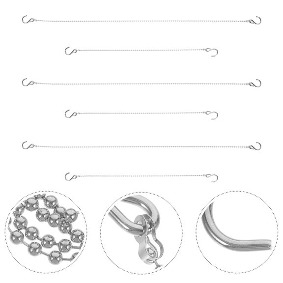 COOPHYA 6Pcs Plated Silver Ball Chain for Banner Hanging with Clips for Professional Store and Event Displays