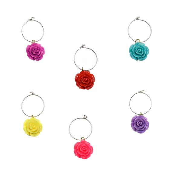 COOPHYA 6Pcs Glass Identifier Rings in Assorted Colors for Drink Identification