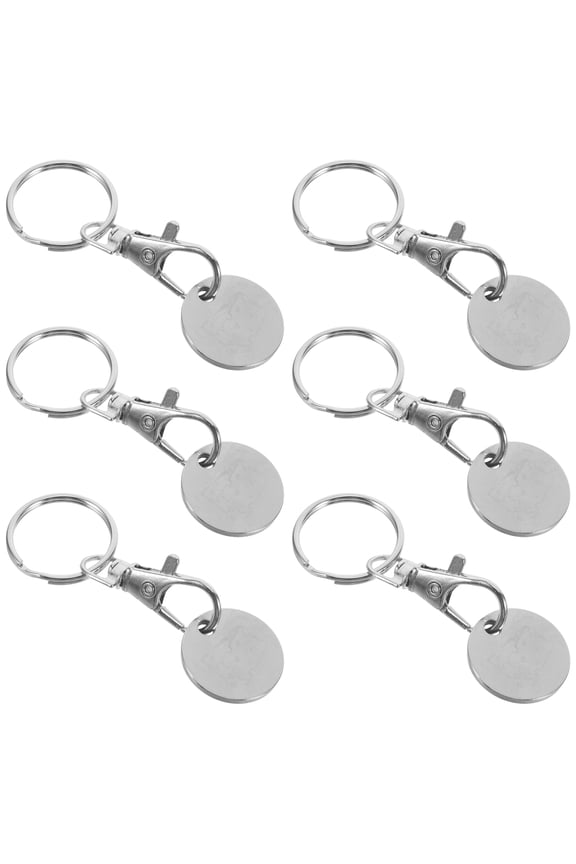 6Pcs Stainless Steel Quarter Keychain For Carts Supermarket Shopping Tool Grocery Shopping