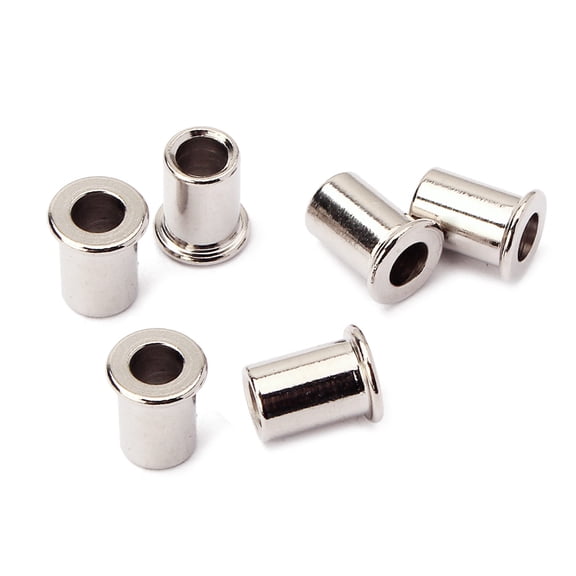 COOPHYA 6Pcs Through String Ferrules Silver Flush for Guitar String Repair