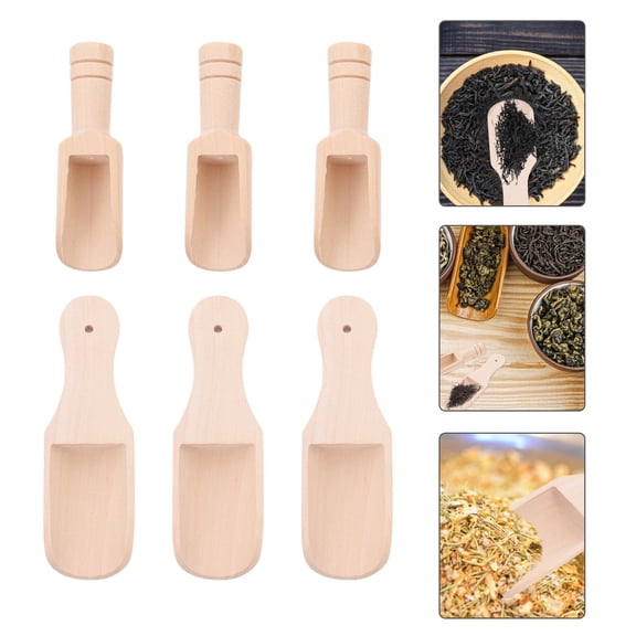 COOPHYA 6Pcs Wooden Spoon Spoon For Flour Beige With Synthetic Material