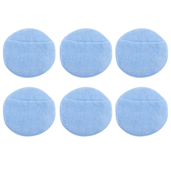 COOPHYA 6pcs Hand Polishing Sponge Blue Microfiber Reusable Car Waxing Supplies