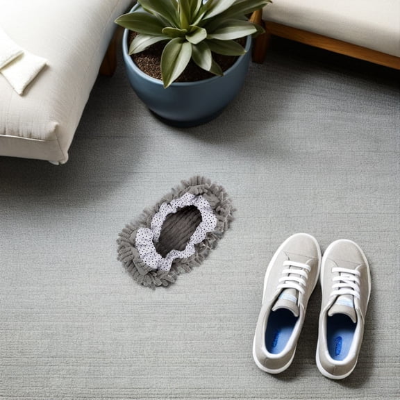 COOPHYA 8Pcs Grey Microfiber Mop Slippers Shoes for Dusting and Floor Mopping in Home