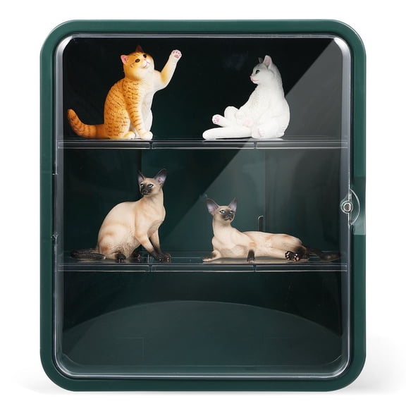 COOPHYA Green Plastic Action Figure Storage Case with Clear Display, Magnetic Closure, and Adjustable Shelves Organizer