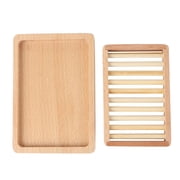 COOPHYA Bamboo Rustic Style Soap Holder For Bathrooms 1 Pair Keeps Bar Soap Dry And Neat