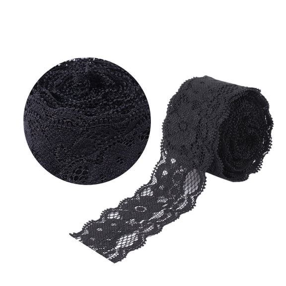 COOPHYA Black Lace Ribbon For Crafts 1Set 5 Yards x 1.6In Sewing Embellishment