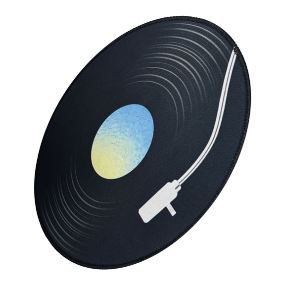 COOPHYA Decorative Black Record Player Mouse Pad with Nonslip Rubber Base for Home Use