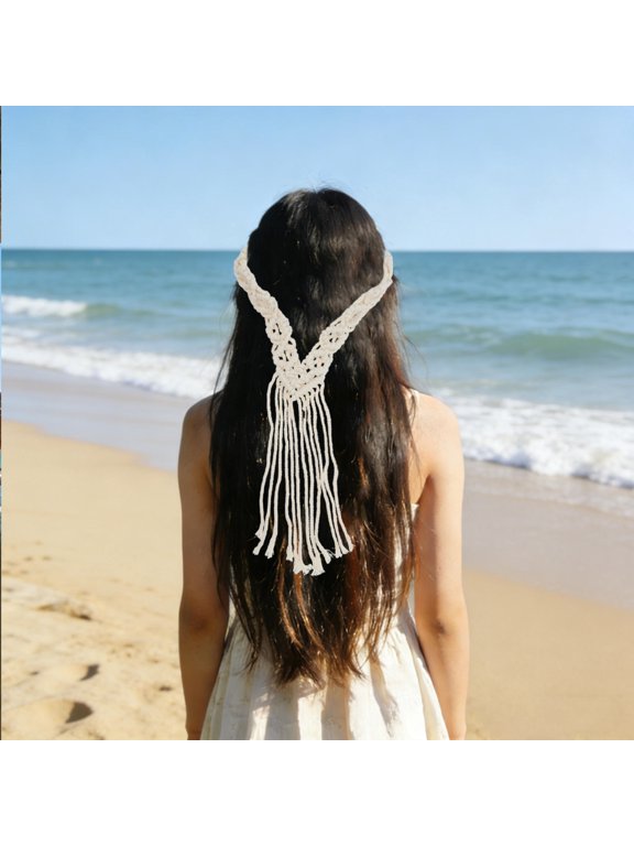 Elegant Woven Macrame Headband with Natural Cotton Rope, Perfect for Wedding Decorations and Boho Style Accessories