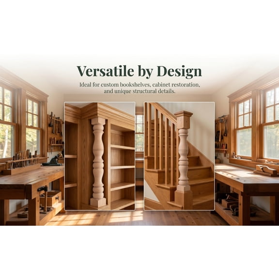 COOPHYA Classic Wooden Furniture Post Khaki Roman Column Carved Decorative Home Accent