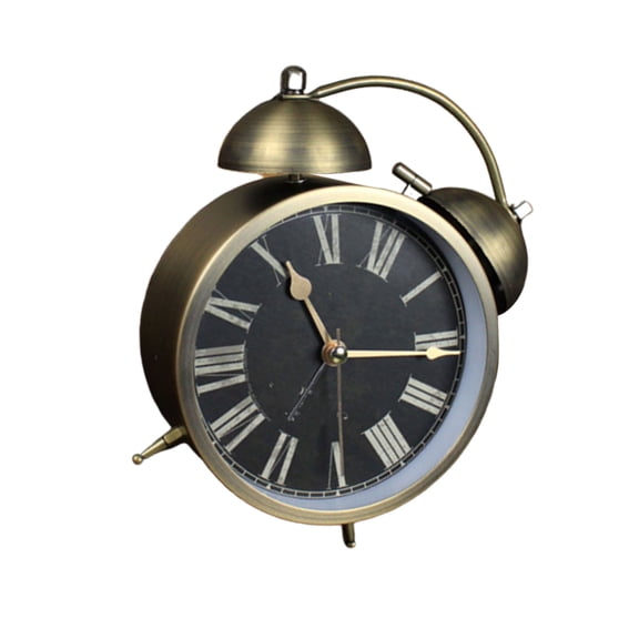 COOPHYA Retro Metal Coffee Table Clock with Bell, Vintage Desk Clock for Home and Office Decoration