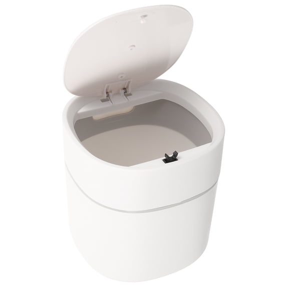 Computer W Waste COOPHYA White Desktop Trash Can with Press Top Lid, Compact Countertop ...