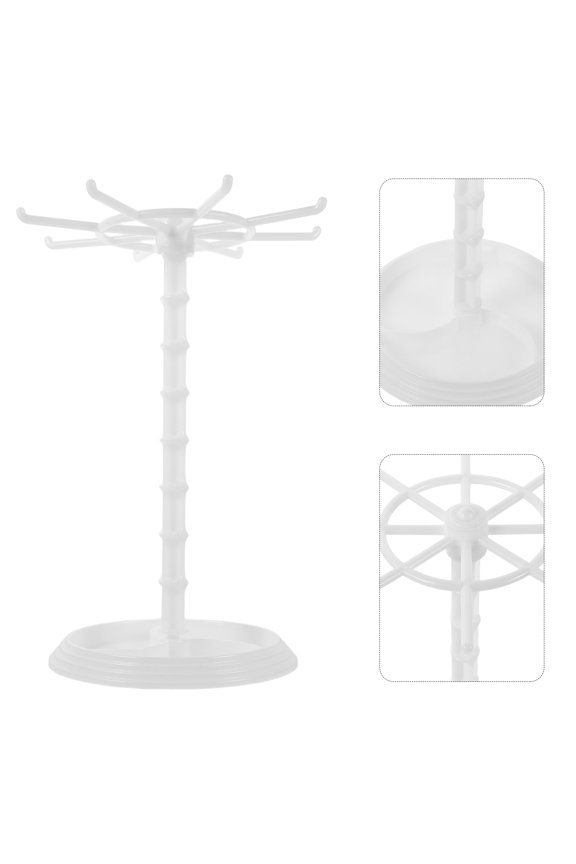 Compact White Rotating Jewelry Organizer Stand for Bracelets, Earrings, Necklaces, and Keychains Storage