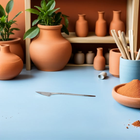 COOPHYA Complete Pottery Clay Tool Kit in Plated Silver with Ceramic Crafting and Shaping Features