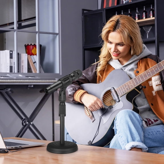 COOPHYA Condenser Mic Stand Black Plastic Adjustable Height Mic Support for Family Gathering 1Set