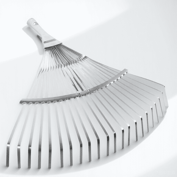 COOPHYA Expandable Plated Silver Gardening Leaf Rake Metal Construction for Yard Lawn Maintenance